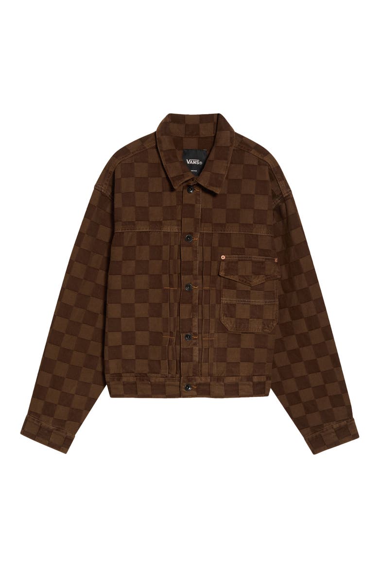 Check-5 Checkerboard Denim Jacket, Alternate, color, DEMITASSE