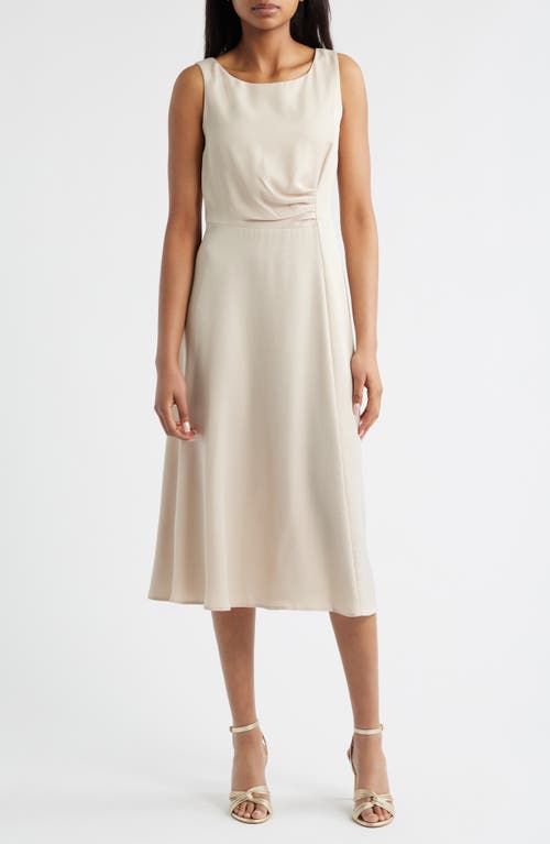 Connected Apparel Sleeveless Satin Midi Dress in Champagne 