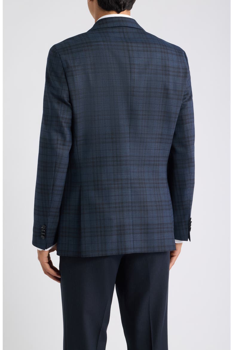 Hutson Slim Fit Navy Plaid Slub Wool Blend Sport Coat, Alternate, color, NAVY