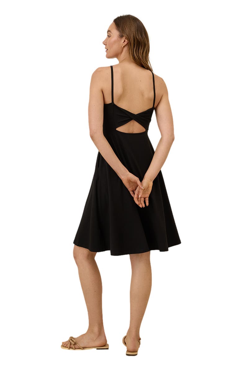 Pact Organic Cotton Fit & Flare Twist Back Dress, Alternate, color, Black