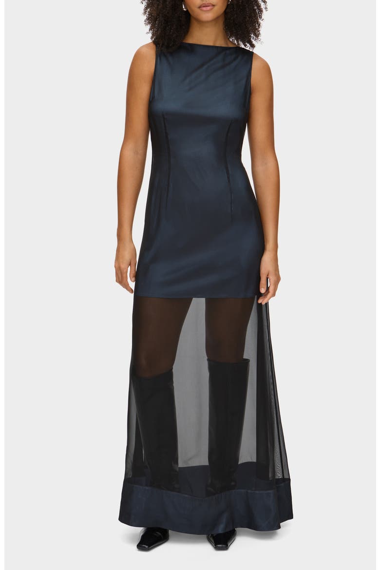american apparel sheer maxi dress ALIGNE Silk Sheer Mix Dress - Black | Amalie
