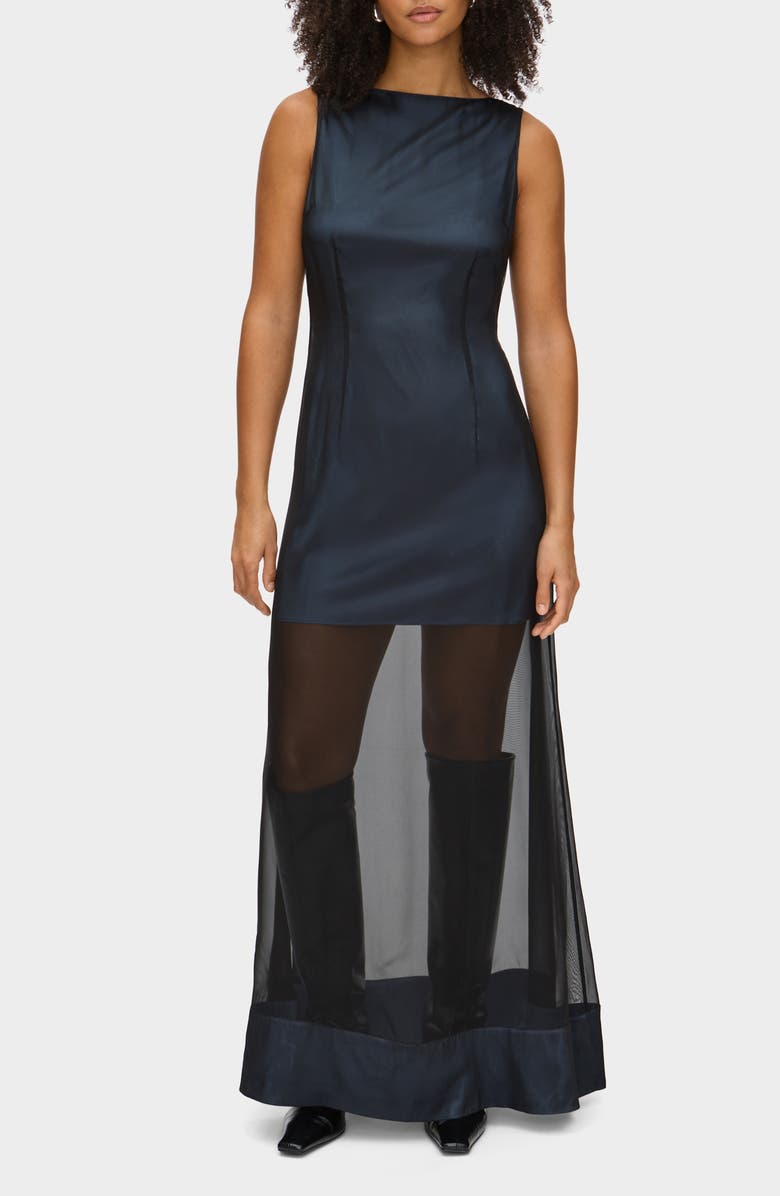 ALIGNE Amalie Sheer Silk Blend Maxi Dress, Main, color, Black