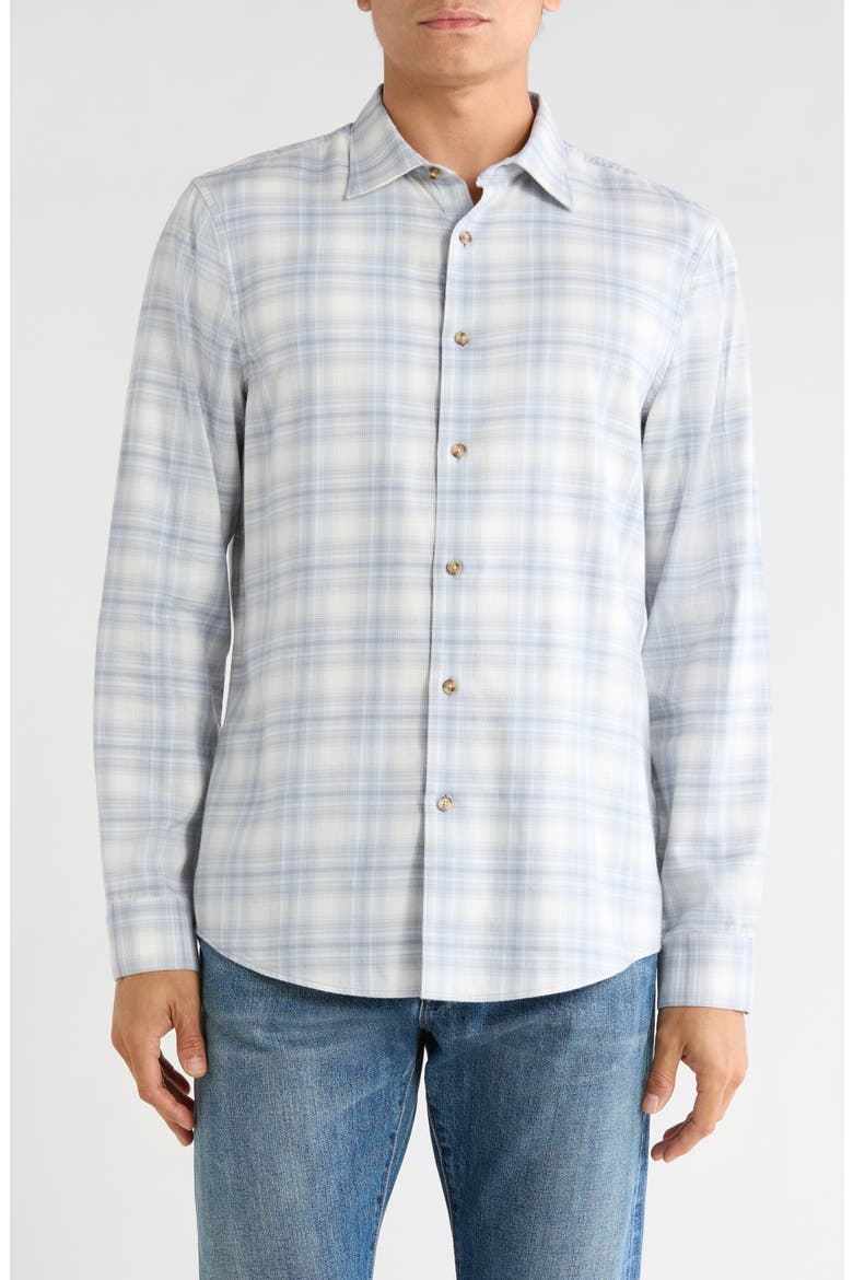 Flannel Button-Up Shirt, Main, color, IVORY CLAUDE PLAID