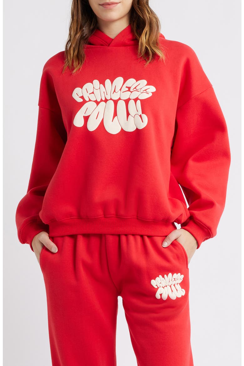 Logo Recycled Cotton Blend Graphic Hoodie, Main, color, RED