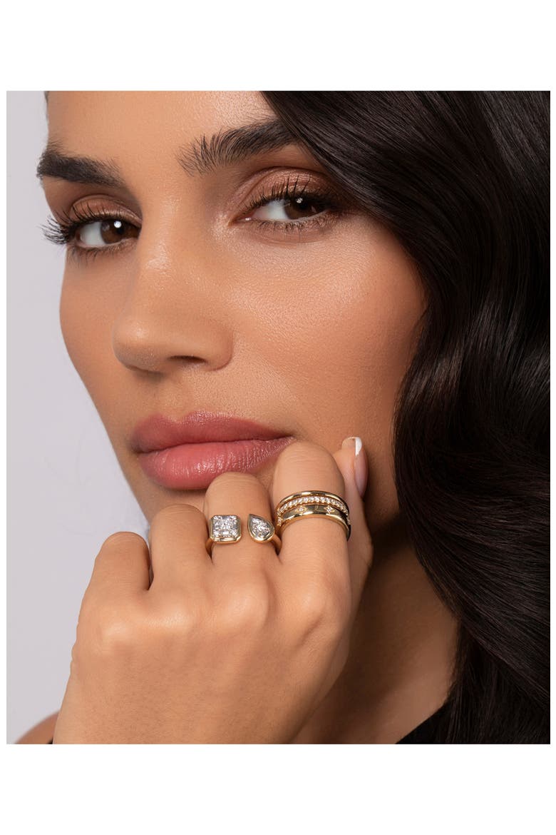 14k Gold Diamond Stackable Open Ring, Alternate, color, 14K YELLOW/ WHITE GOLD