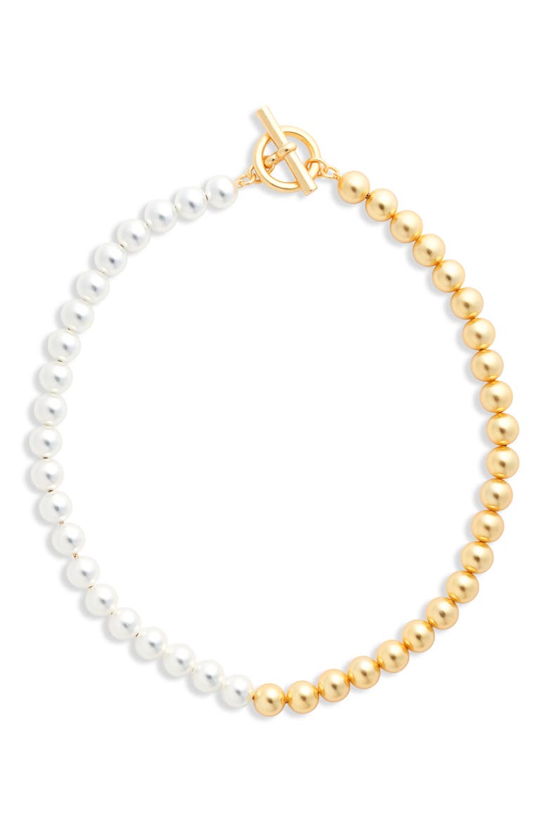 Two-Tone Beaded Chain Necklace, Main, color, MIXED METALS