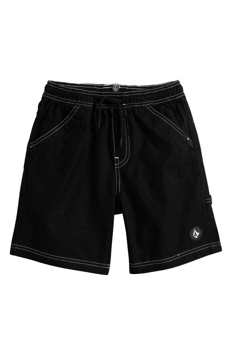 Volcom Kids' Krafter Kombat Cotton Shorts, Main, color, Black