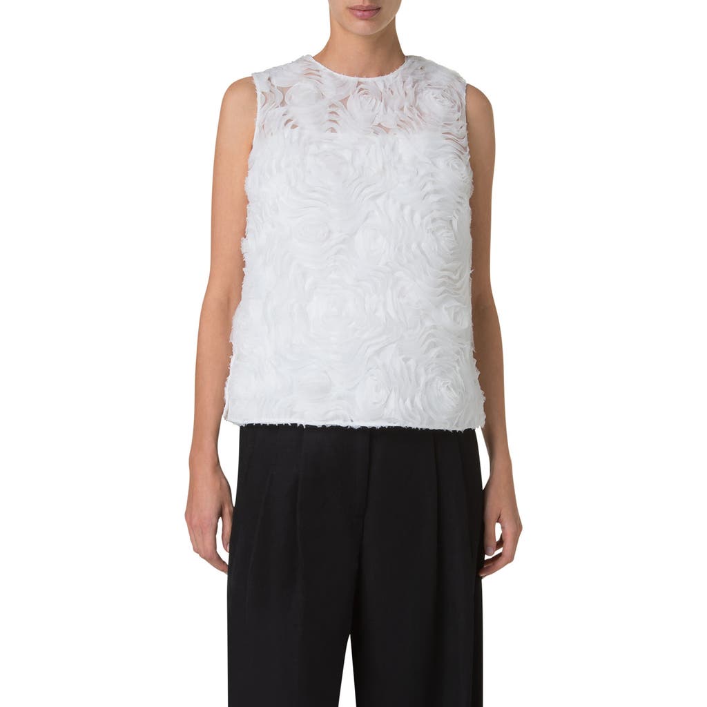 Akris Punto Carnation Silk Tulle Sleeveless Top In Cream