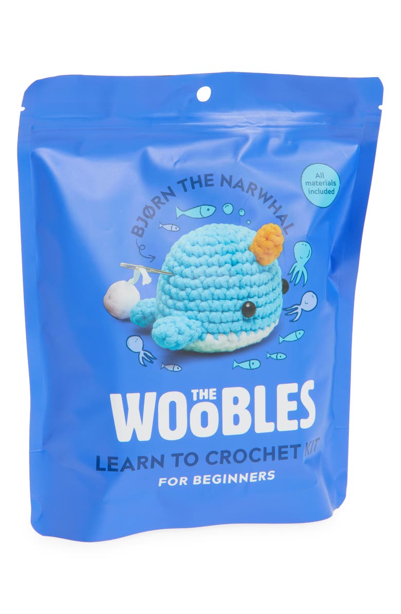 THE WOOBLES Narwhal Crochet Kit, Main, color, 