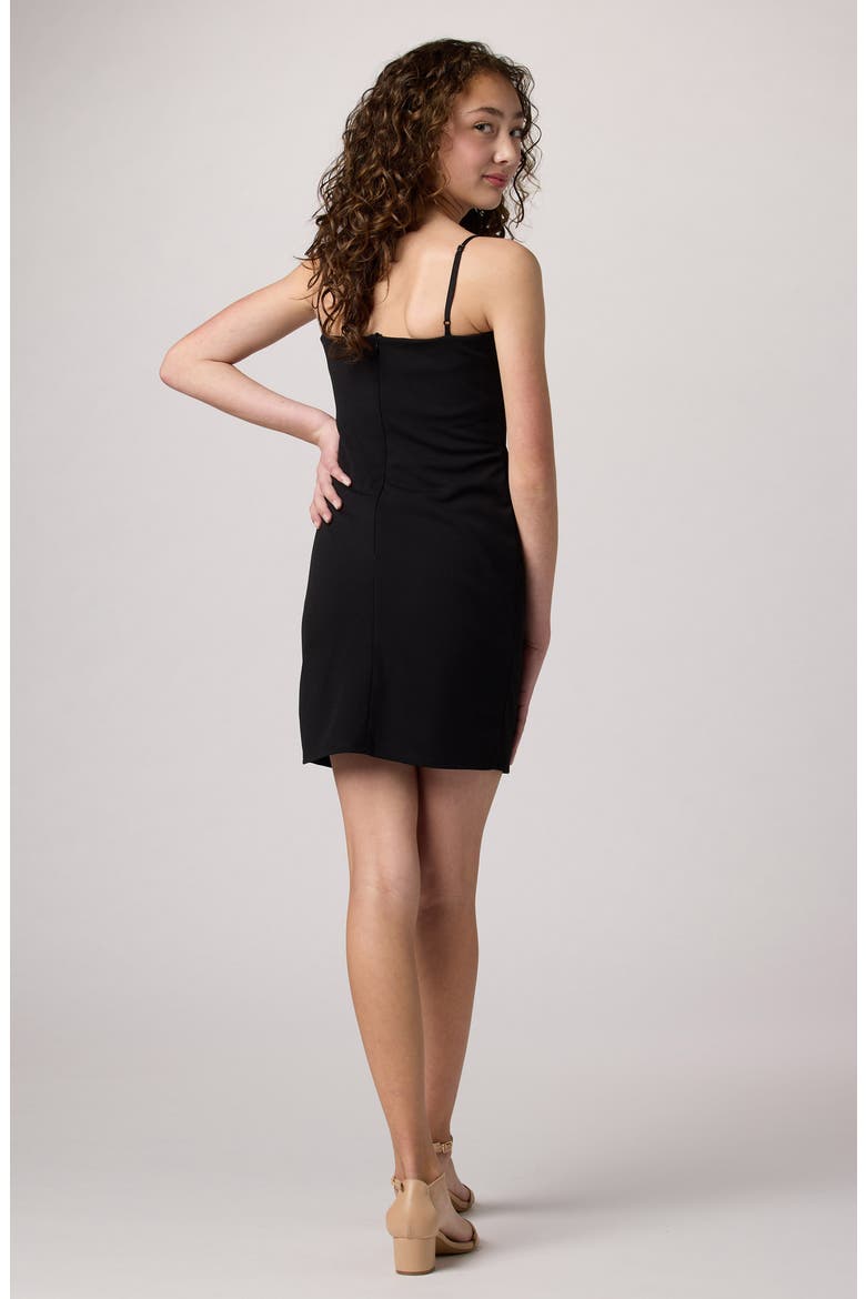 Kids' Bow Detail Stretch Crepe Dress, Alternate, color, BLACK