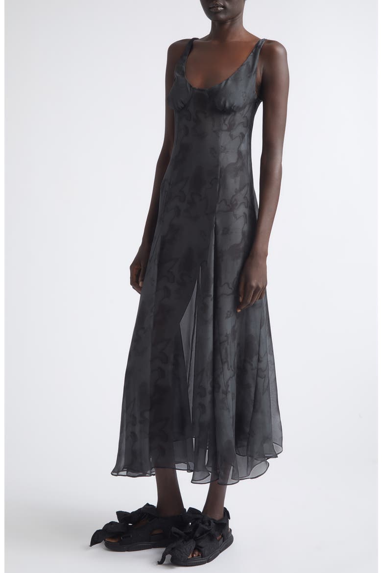 Pamela Sheer Silk Slipdress, Alternate, color, BLACK FLORAL SCRIBBLE