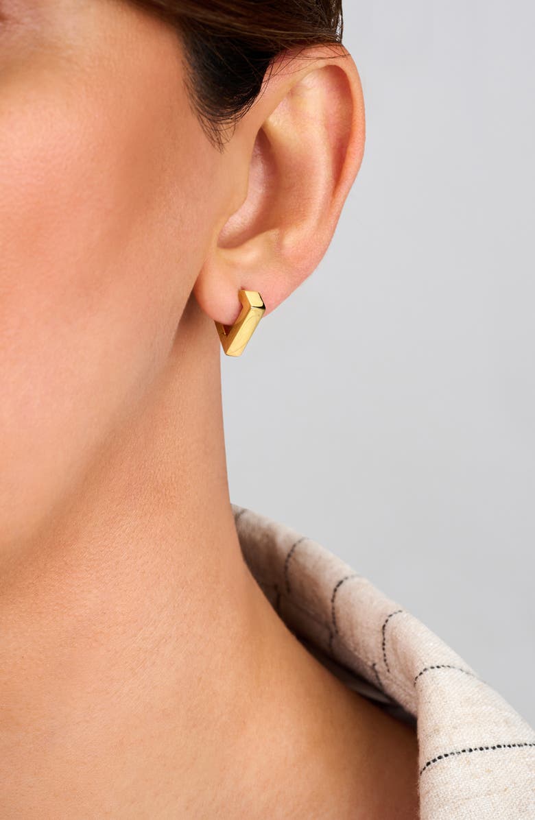 DRIES CRIEL Mini Brute Huggie Hoop Earrings, Alternate, color, Yellow Gold