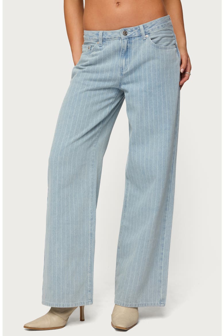 Pinstripe Low Rise Wide Leg Jeans, Main, color, LIGHT-BLUE-WASHED