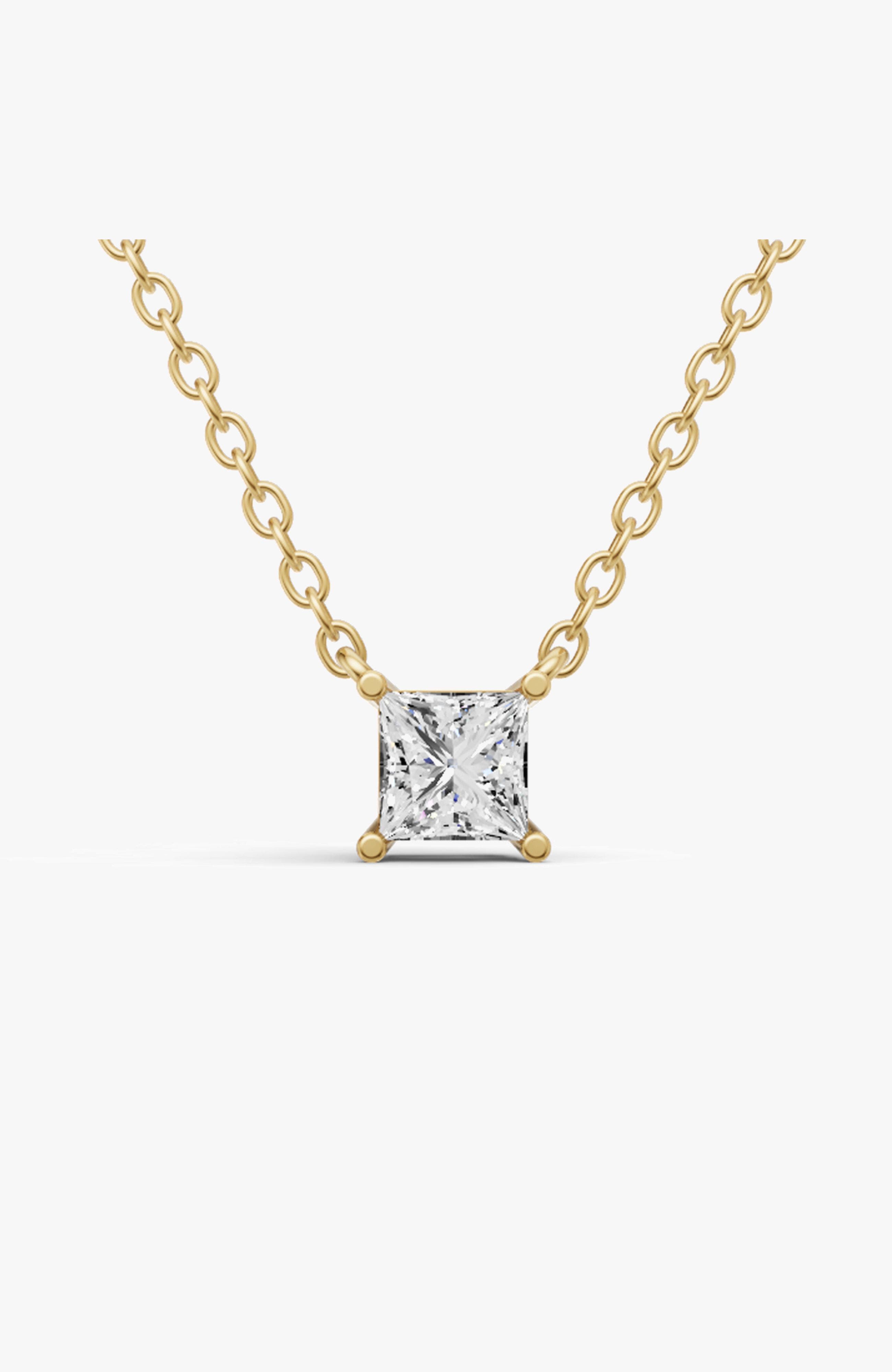Sereia Official 14k Gold 0.25 Ct Lab Grown Princess Shape Diamond Pendant In Yellow Gold