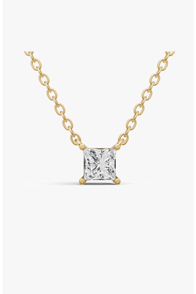 14K Gold 1 ct Lab Grown Princess Shape Diamond Pendant, Main, color, Yellow Gold