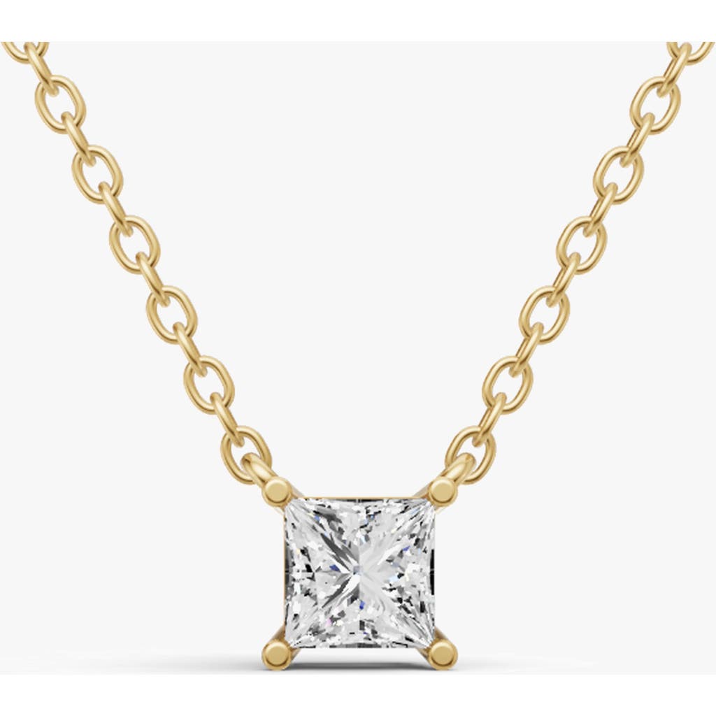 Sereia Official 14k Gold 0.25 Ct Lab Grown Princess Shape Diamond Pendant In Yellow Gold