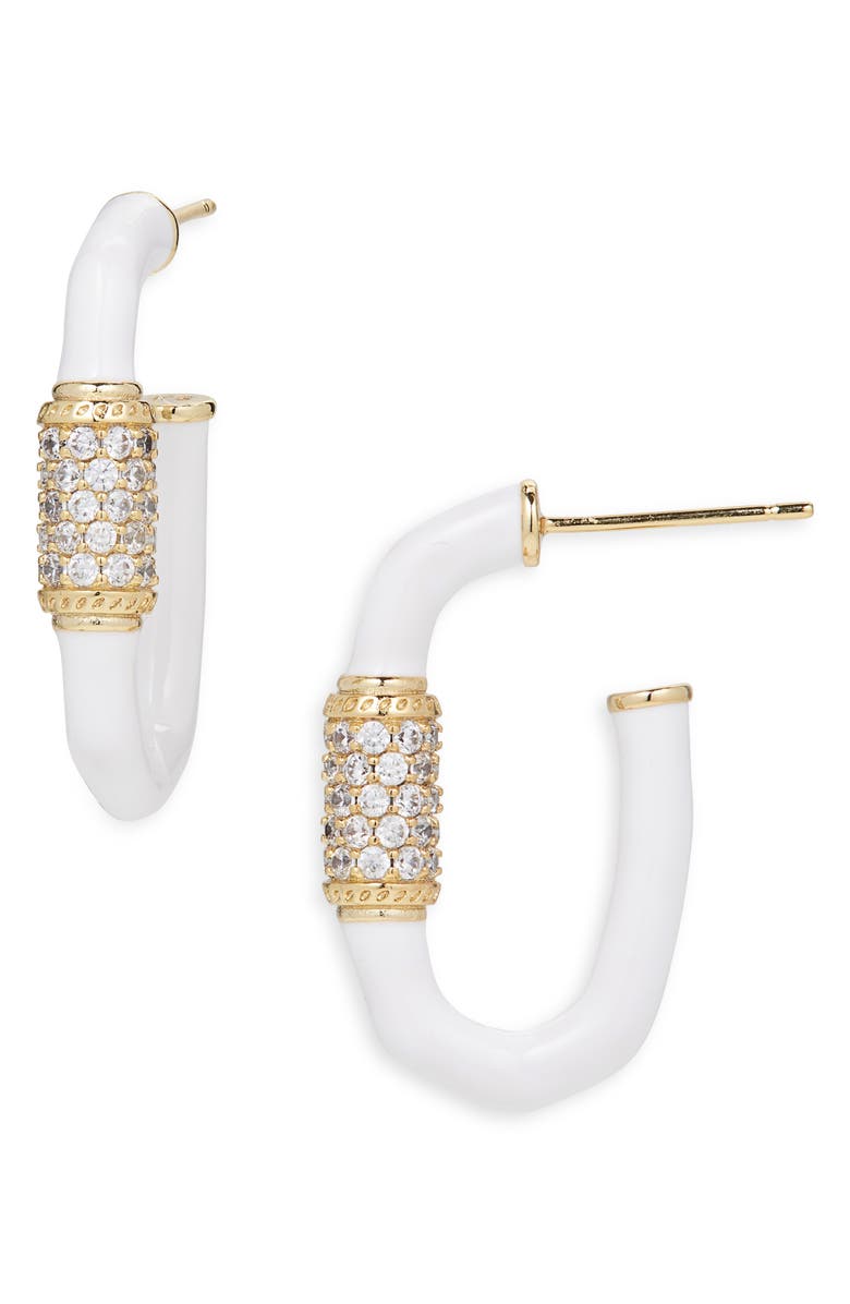 Kendra Scott Emery Enamel Hoop Earrings, Main, color, Gold White Mix