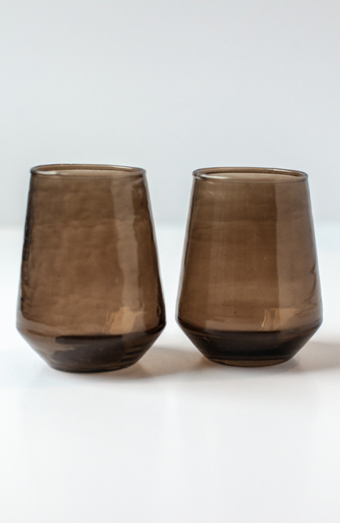 Handblown Hammered Glass Water Tumbler - Set of 4