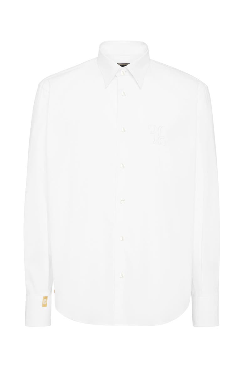 Embroidered Cotton Shirt Loose Fit Men, Main, color, white