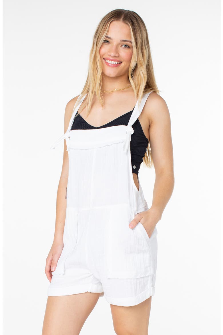 Sundown Dive Cotton Gauze Short Overalls, Alternate, color, SNOW WHITE SOLID
