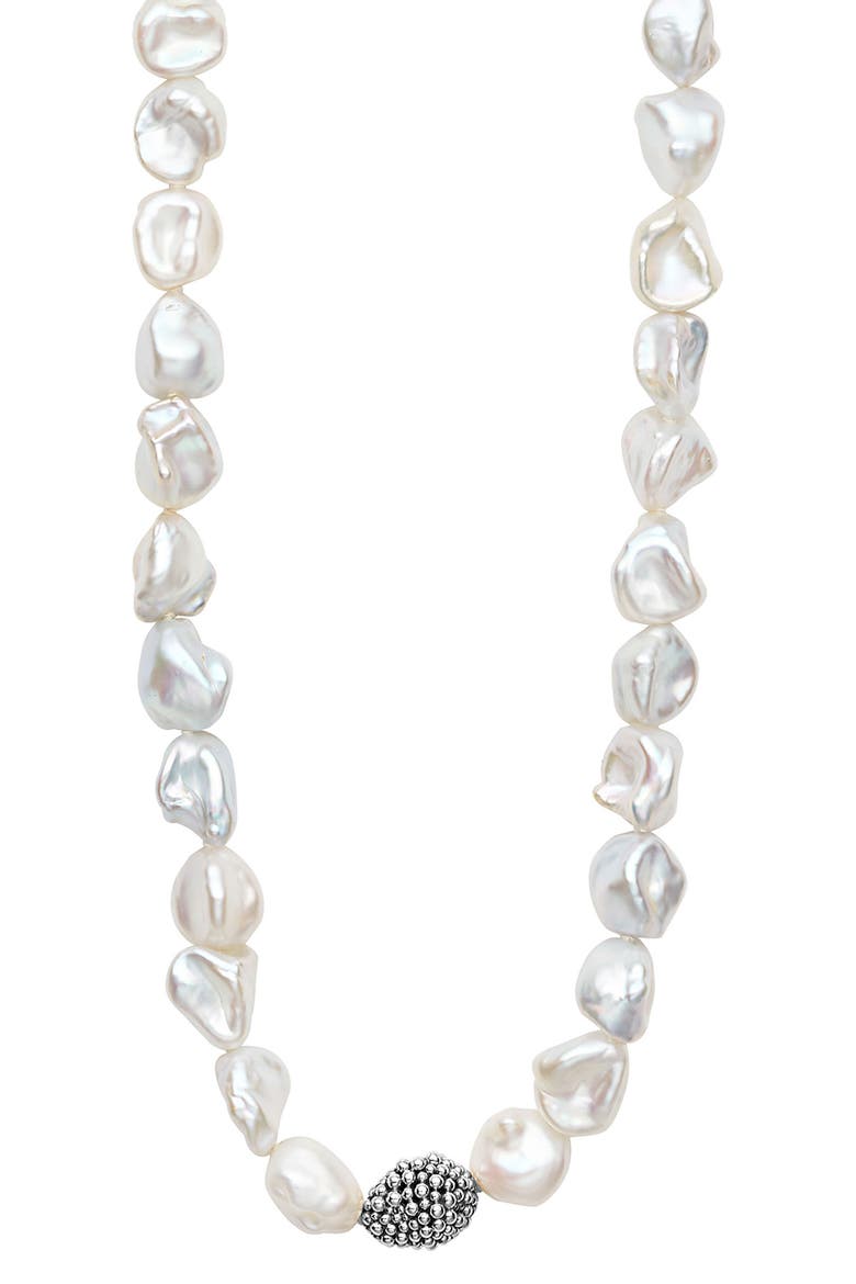 Luna Keshi Pearl Nugget Long Necklace, Alternate, color, SILVER