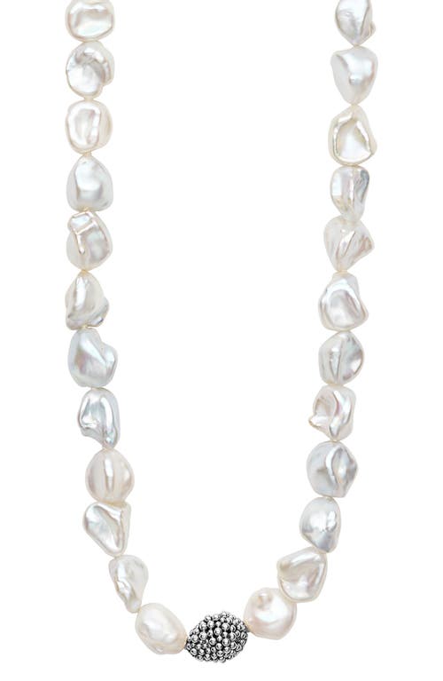Lagos Sterling Silver Luna Keshi Pearl & Caviar Bead Long Strand Necklace, 34 In Silver