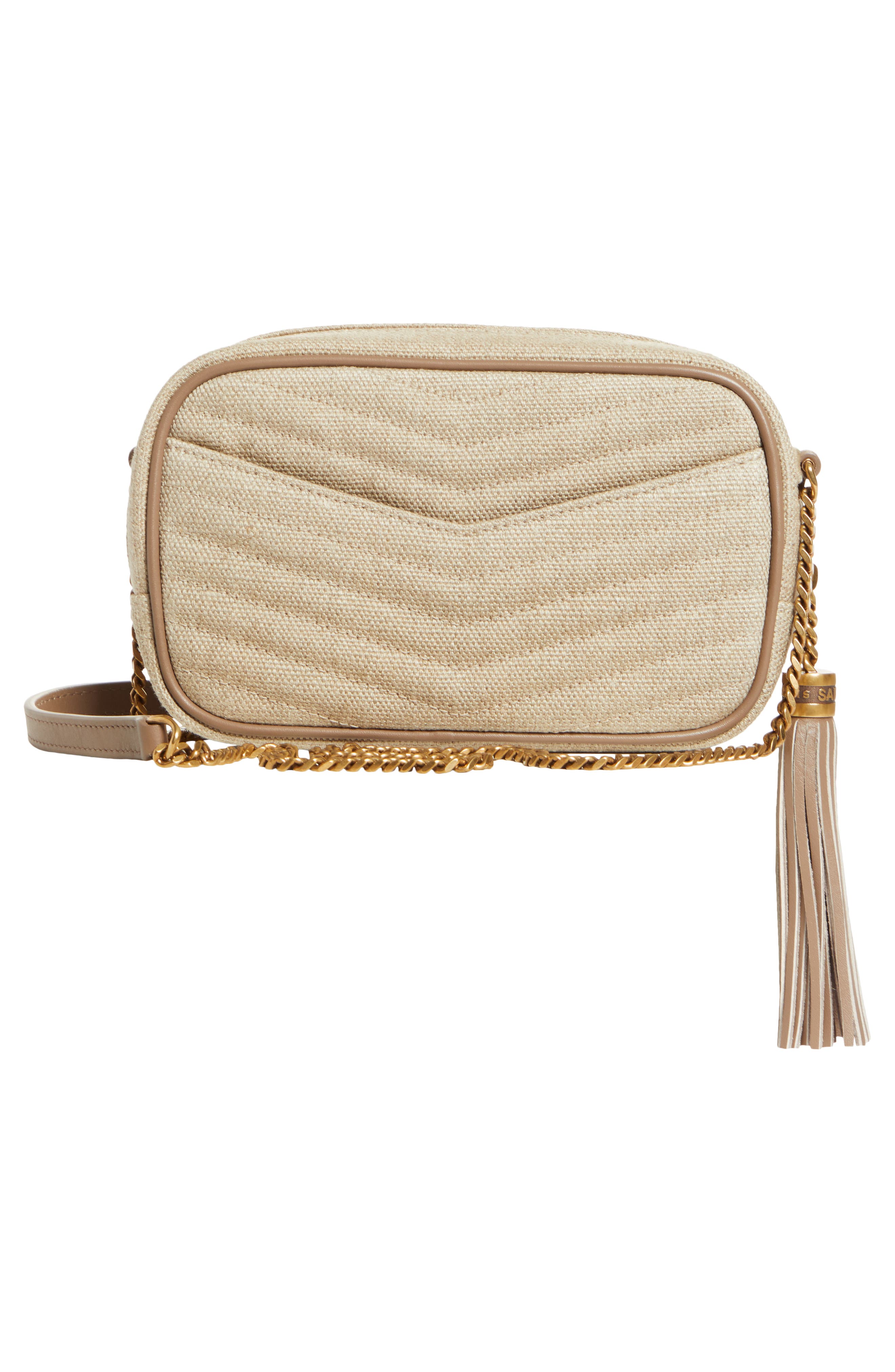 Saint Laurent Mini Lou Matelassé Linen Shoulder Bag, Alternate, color, 