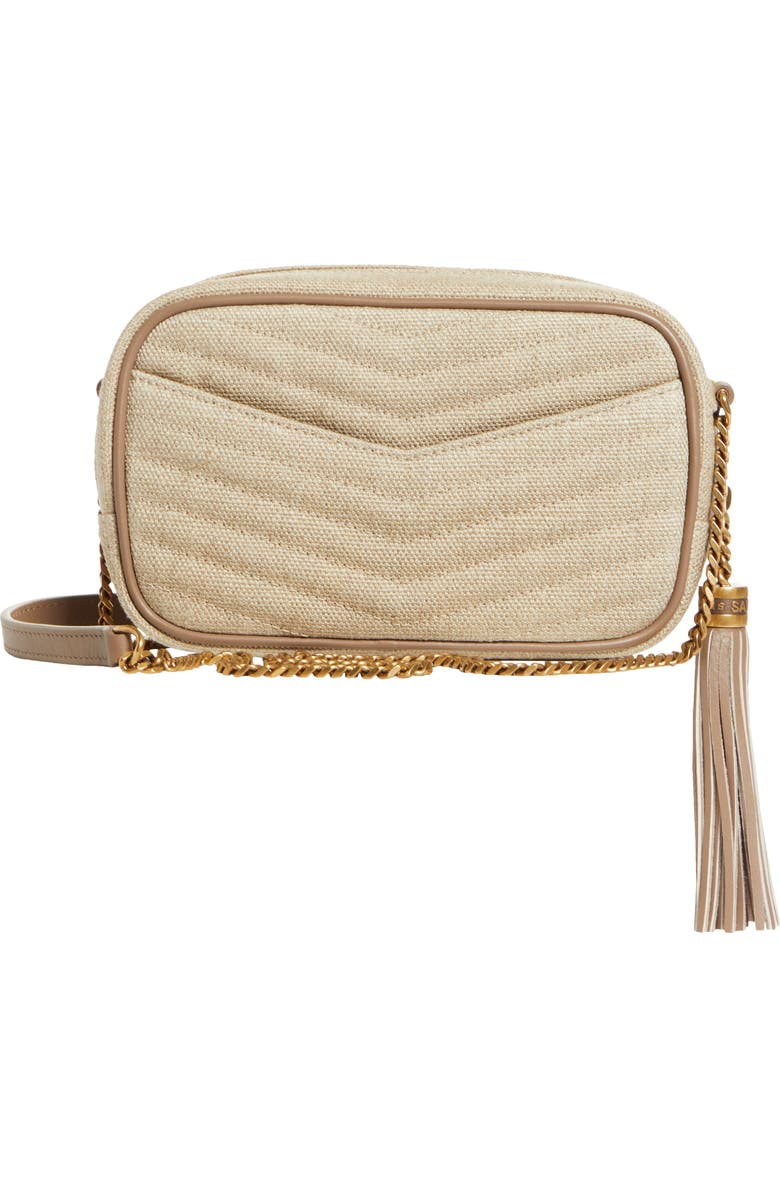 Saint Laurent Mini Lou Matelassé Linen Shoulder Bag, Alternate, color,