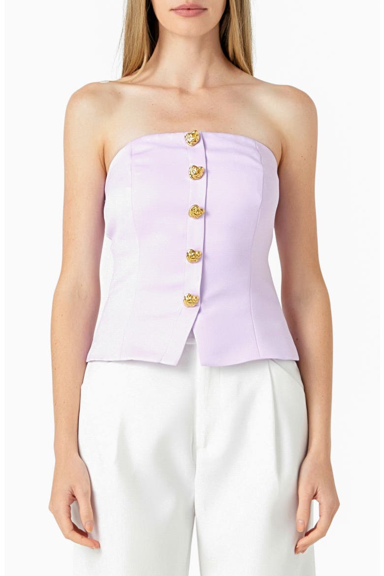 Strapless Button-Up Top, Main, color, LILAC