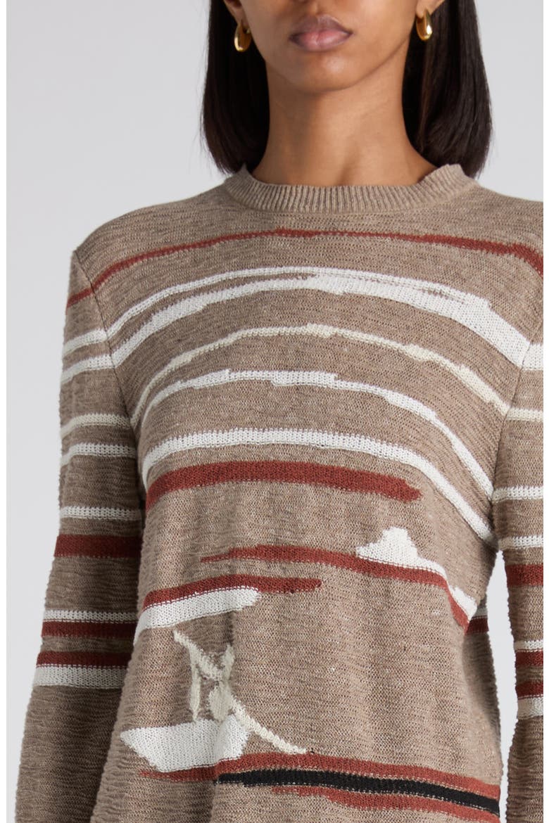 Venice Intarsia Linen & Cotton Mélange Sweater, Alternate, color, MAPLE/ CHALK