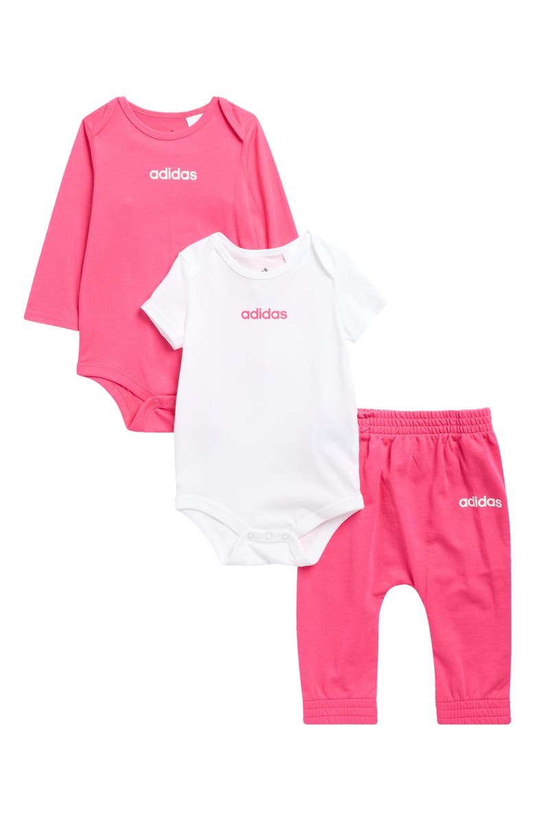 adidas Logo Bodysuits & Joggers Set, Main, color, Bright Pink