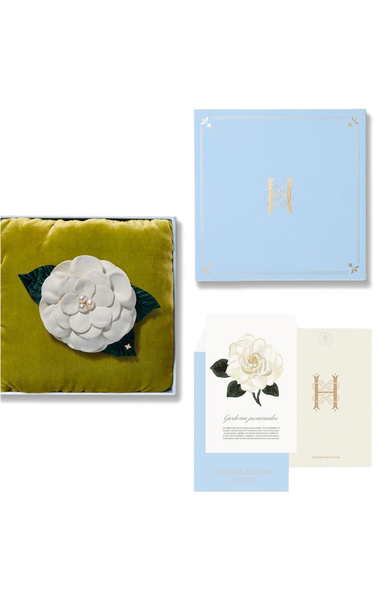 Helena Simon The Small White Gardenia Floral Brooch, Alternate, color, White