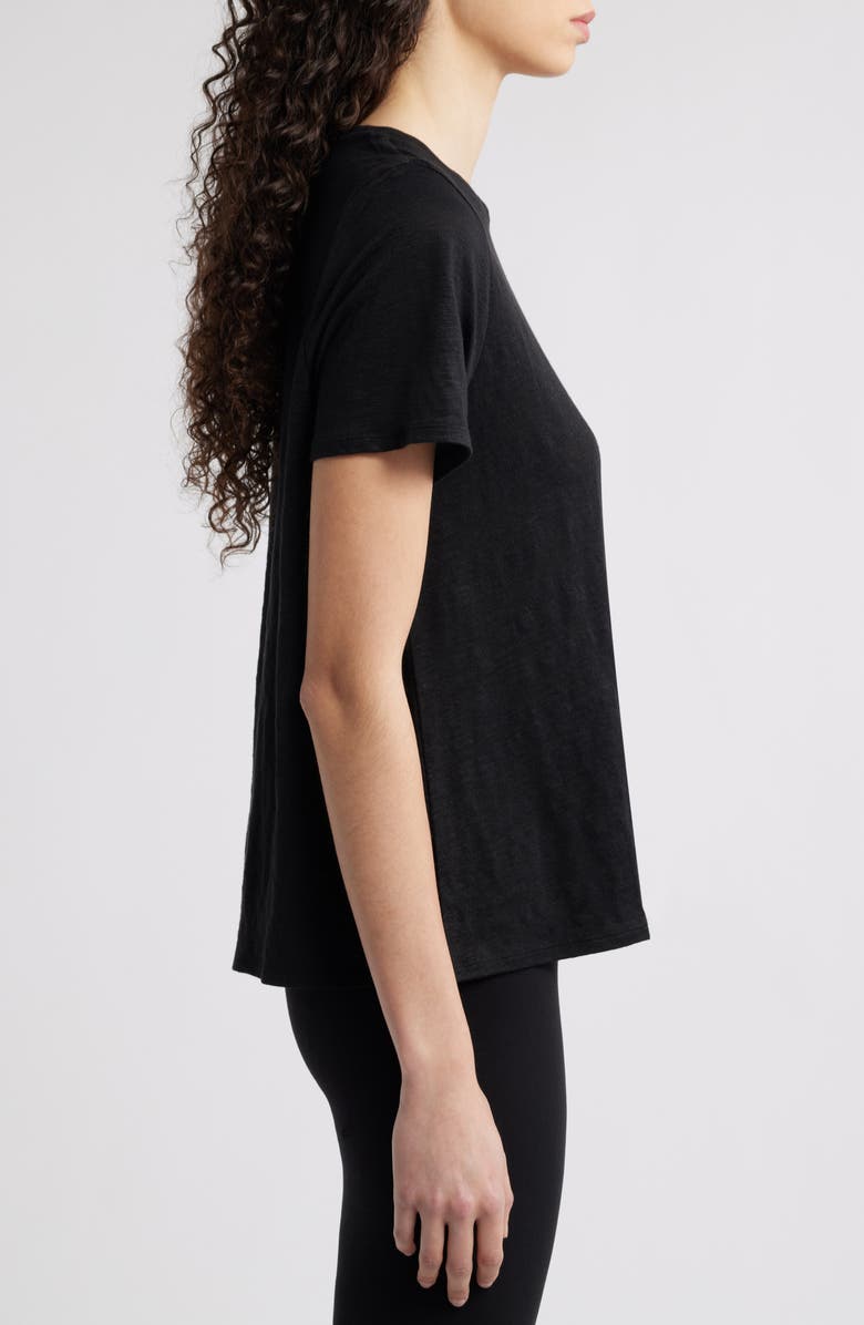 Eileen Fisher Crewneck Organic Linen T-Shirt, Alternate, color, Black