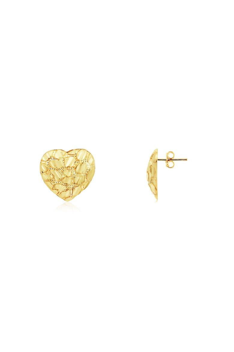 Gold Rockstud Heart Stud Earrings, Main, color, Yellow Gold