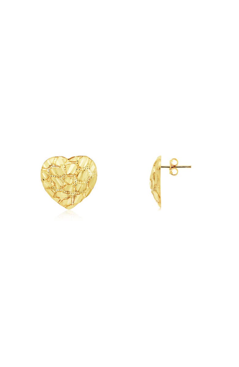 The Lovery Fine Jewelry Gold Rockstud Heart Stud Earrings, Main, color, Yellow Gold