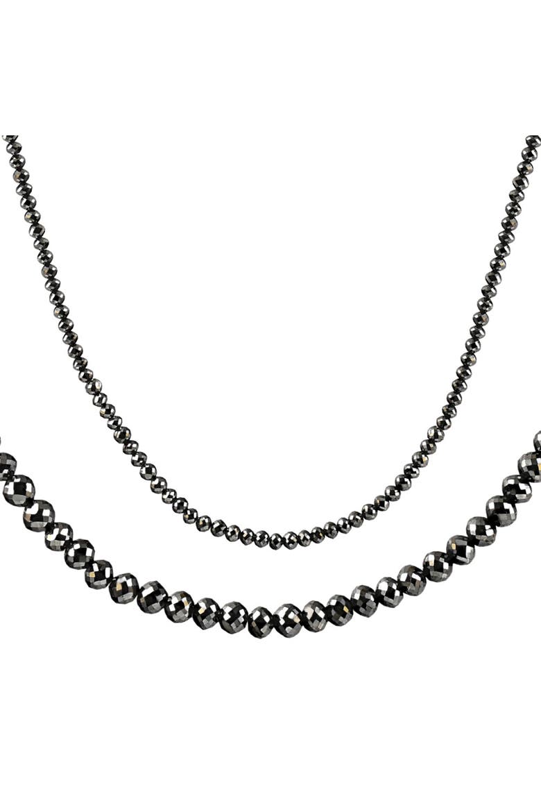 33Ct Black Diamond Necklace in 18K Gold 16" With 2" Extender, Main, color, 18k White Gold