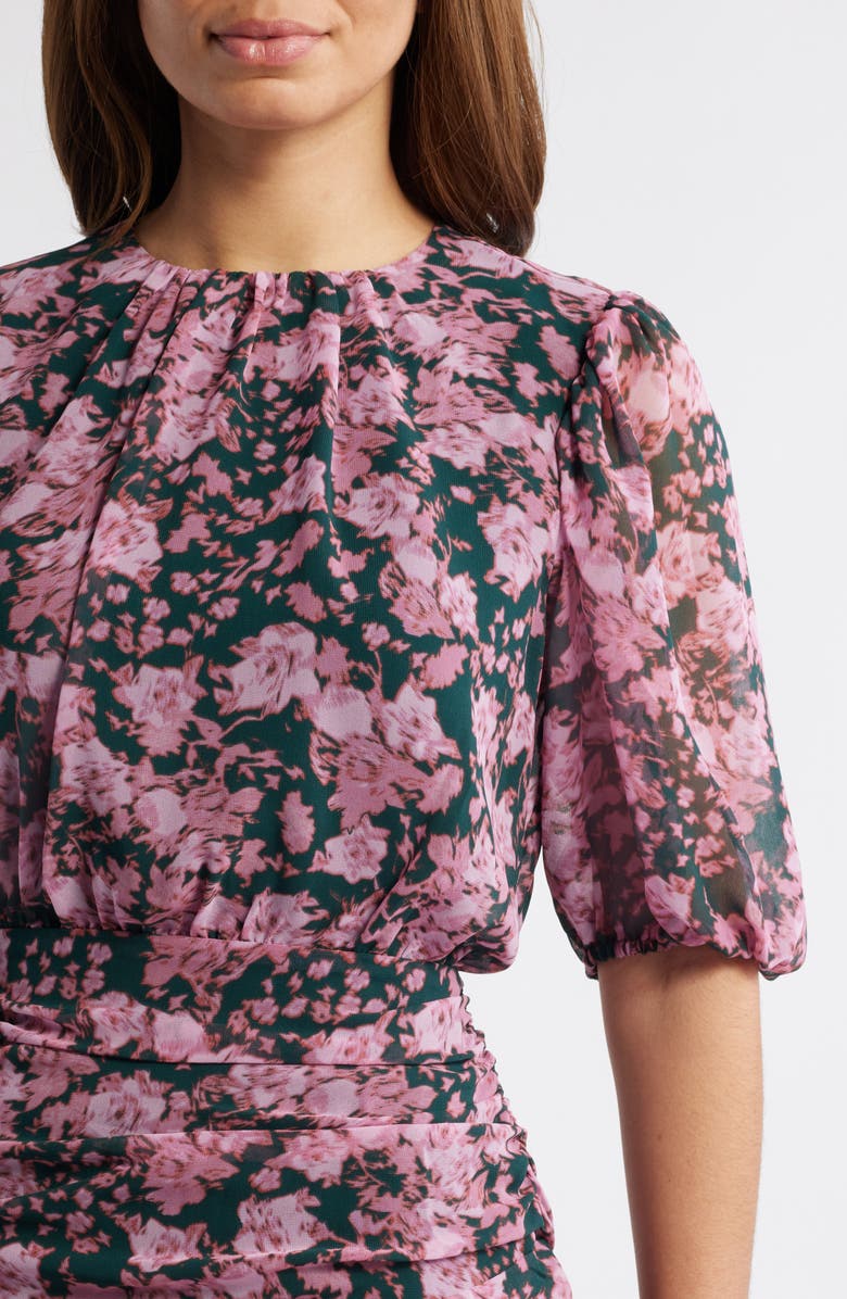 Chelsea28 Floral Asymmetric Ruffle Chiffon Dress, Alternate, color, Green- Pink Wind Floral