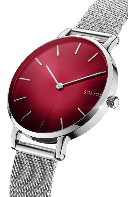Solios Watches The Solar Mini | Red Dial In Silver Mesh Metal