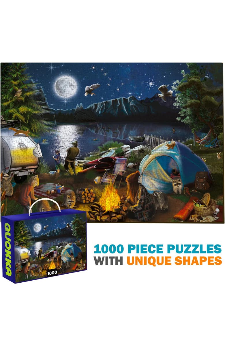Quokka 1000-Piece Jigsaw Puzzle Collection for Adults - Travel, Animal and Fantasy Themes, Alternate, color, 3 Set Campfire