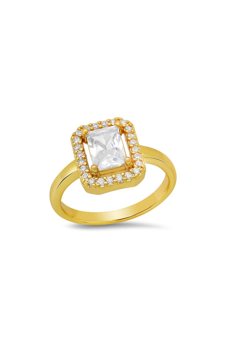 Cushioned Cut Simulated Diamond Pavé Ring, Alternate, color, GOLD