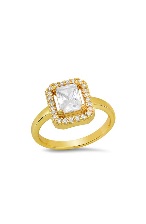 Hmy Jewelry Cushioned Cut Simulated Diamond Pavé Ring In Gold