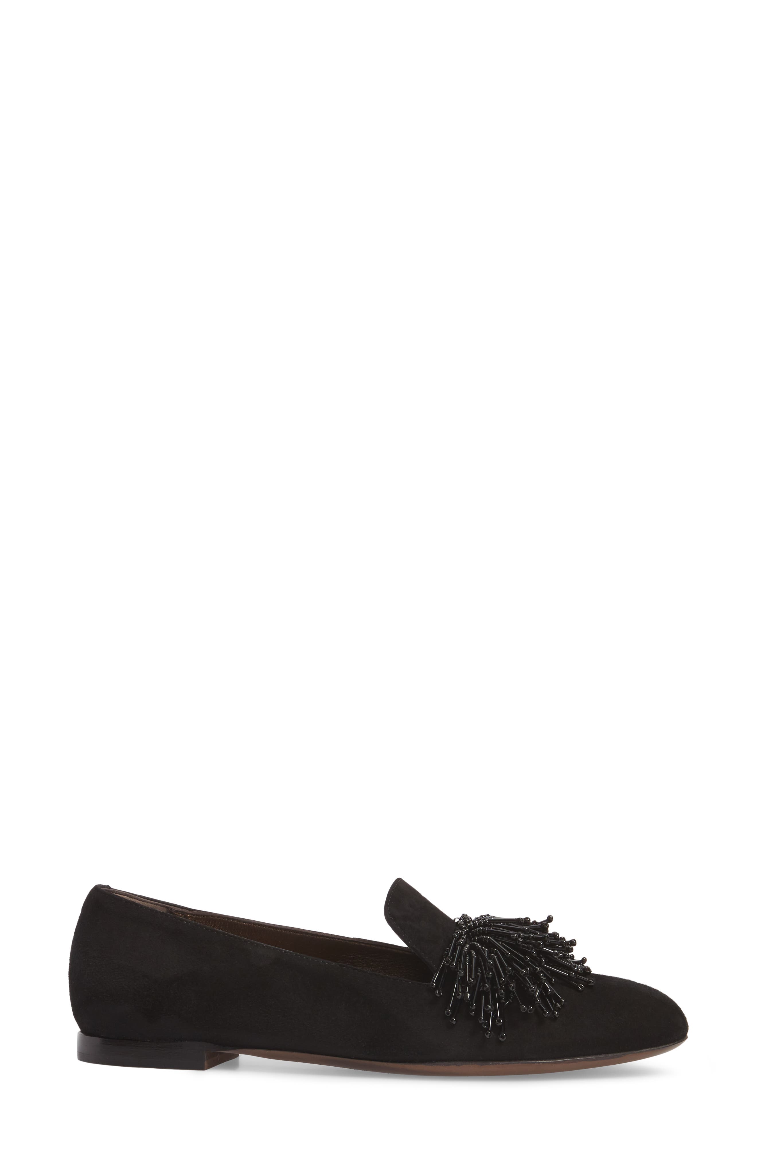 Beaded Loafer, Alternate, color, BLACK SUEDE