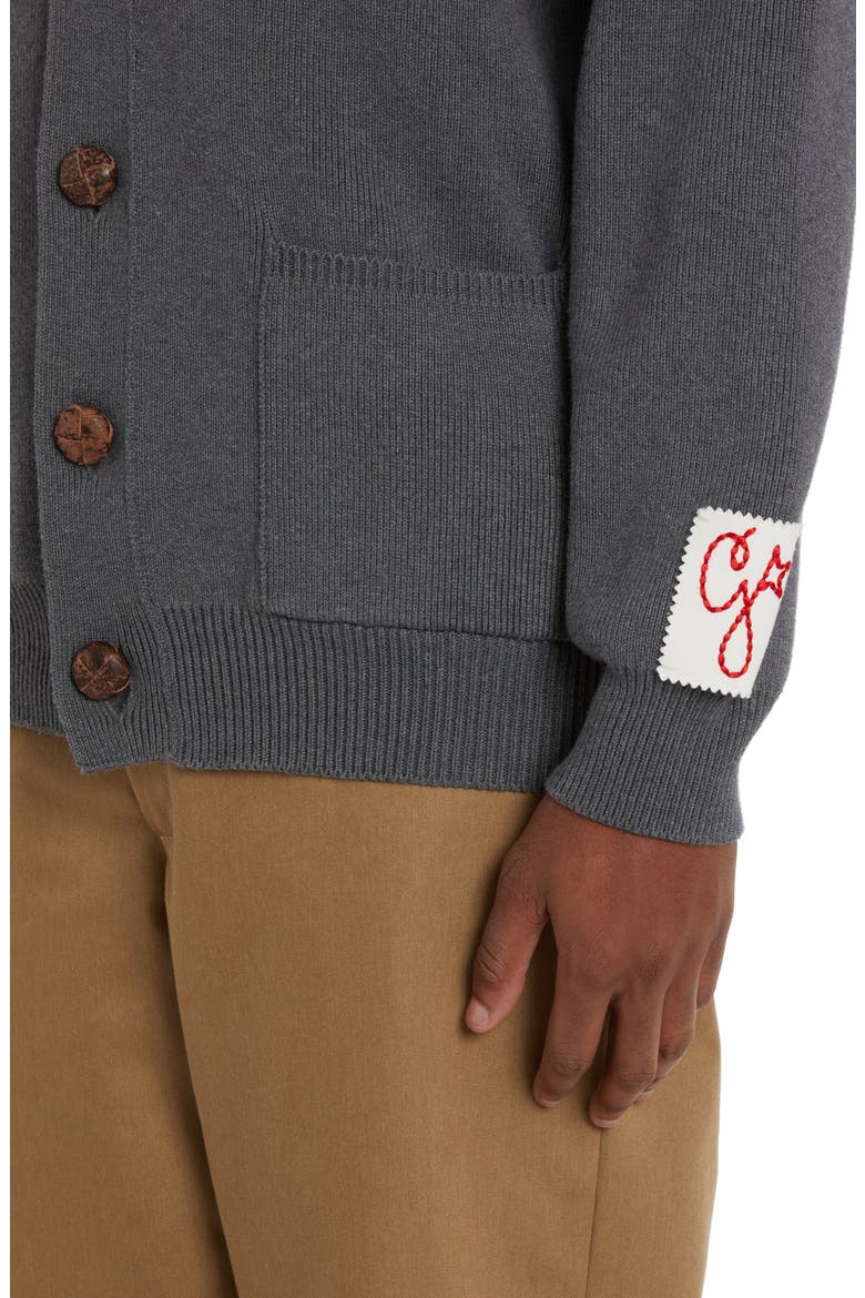 Logo Cotton Blend Cardigan, Alternate, color, DARK GREY MELANGE