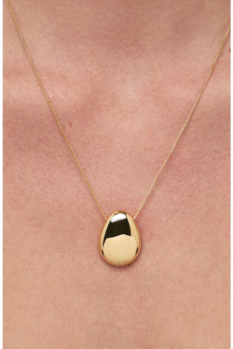 Large Pebble Pendant Necklace, Alternate, color, GOLD