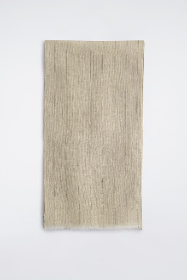 Fringed Linen Scarf, Main, color, BEIGE / STRIPED