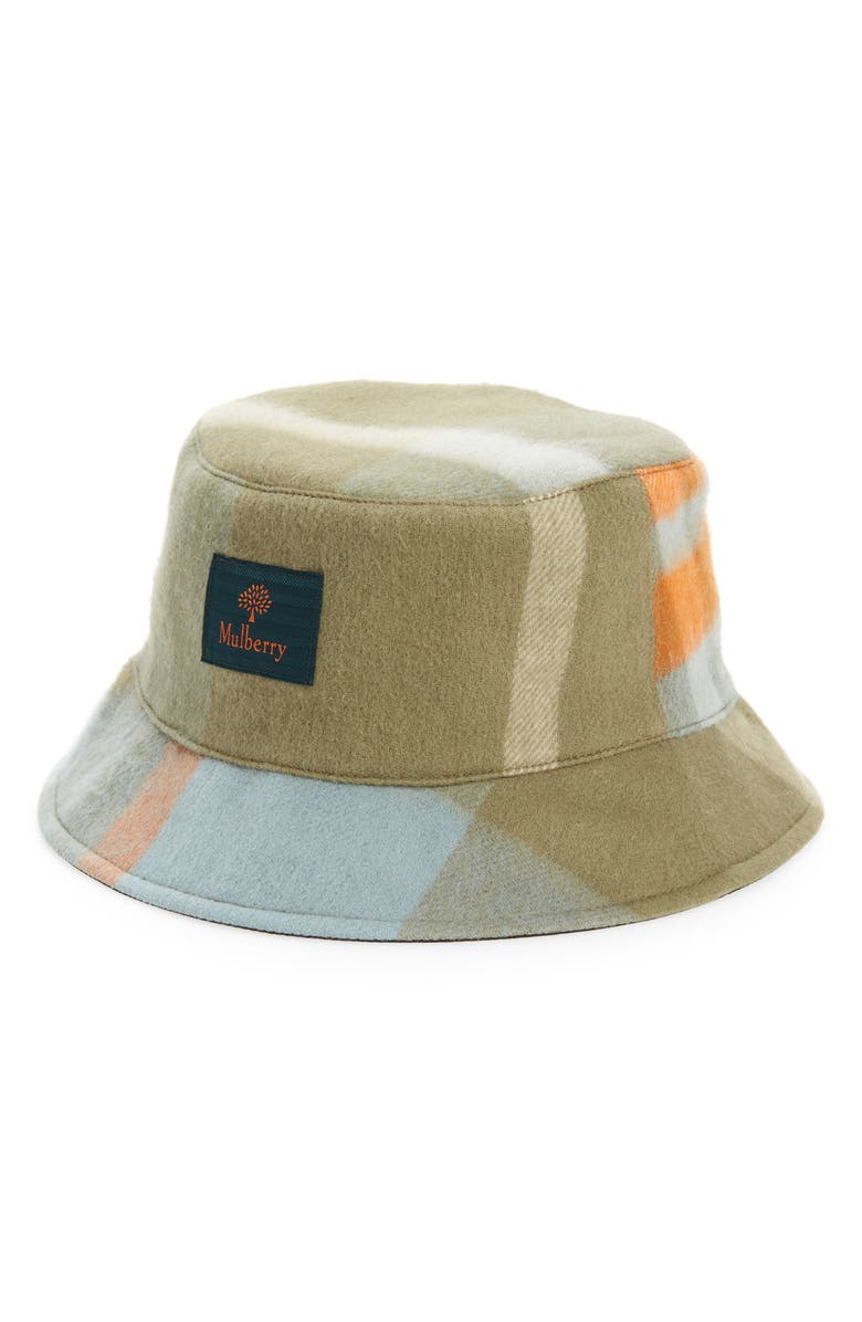 Mulberry Check Reversible Bucket Hat, Main, color,