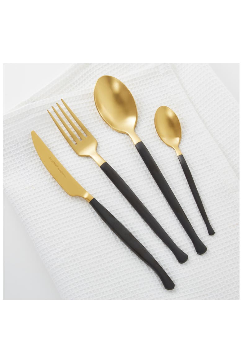 Dina 24-Piece Flatware Set, Alternate, color, BLACK AND GOLD