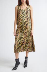 R13 Sleeveless Leopard Print Midi Dress