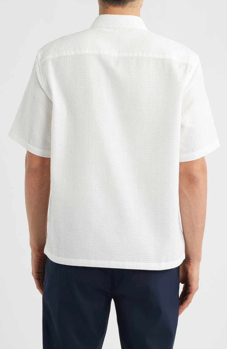 Theory Weekend Short Sleeve Thermal Button-Up Shirt, Alternate, color, White - 100