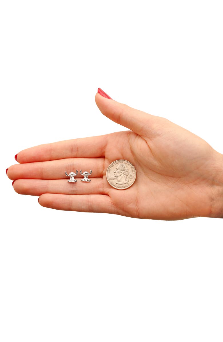 Disney Silver Plated Stitch Stud Earrings, Alternate, color, Silver